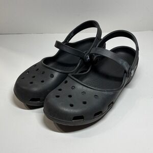 Crocs Womens 10 Alice Work Mary Jane Black Slip Resistant Shoes Beach Casual